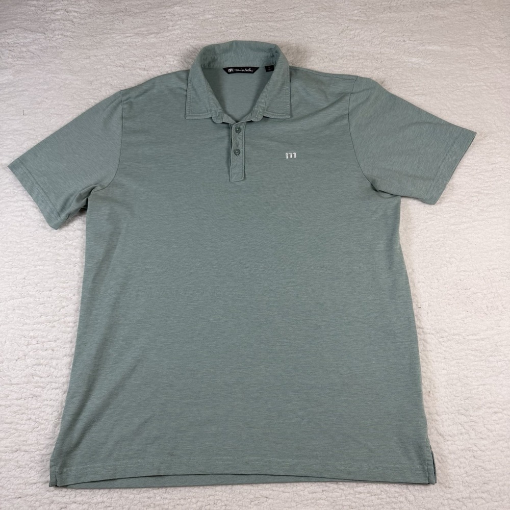 TravisMathew Polo Mens XL Green Heather Golf Performance Short Sleeve Shirt